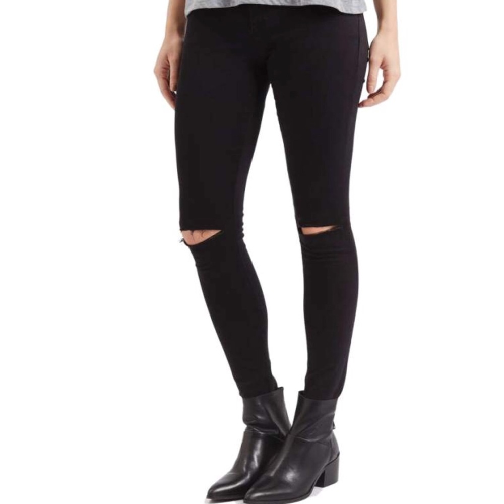 TOPSHOP JAMIE MOTO RIPPED JEANS